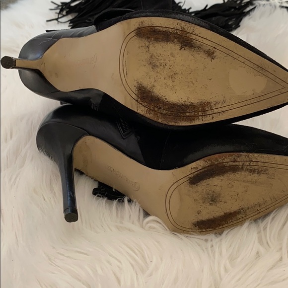 Black leather & suede high heel boots - Picture 6 of 9